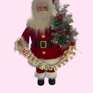 MERRY CHRISTMAS SANTA WITH TINSEL TREE
