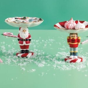 Santa Candy & Nutcracker Pedestal Dish