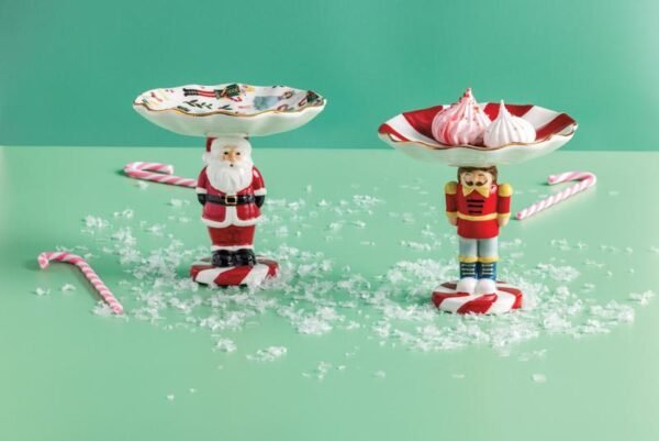 Santa Candy & Nutcracker Pedestal Dish